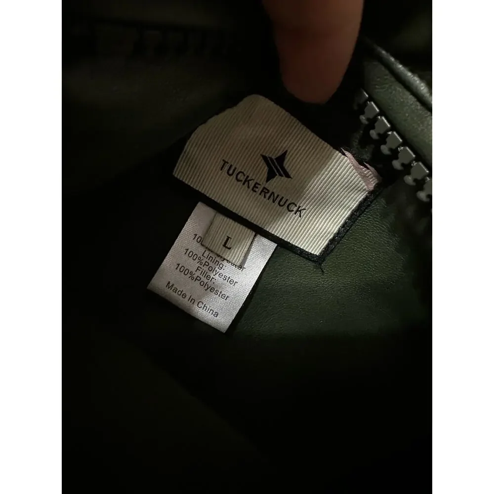 Tuckernuck leather and shearling beckham reversible‎ vest green size Large